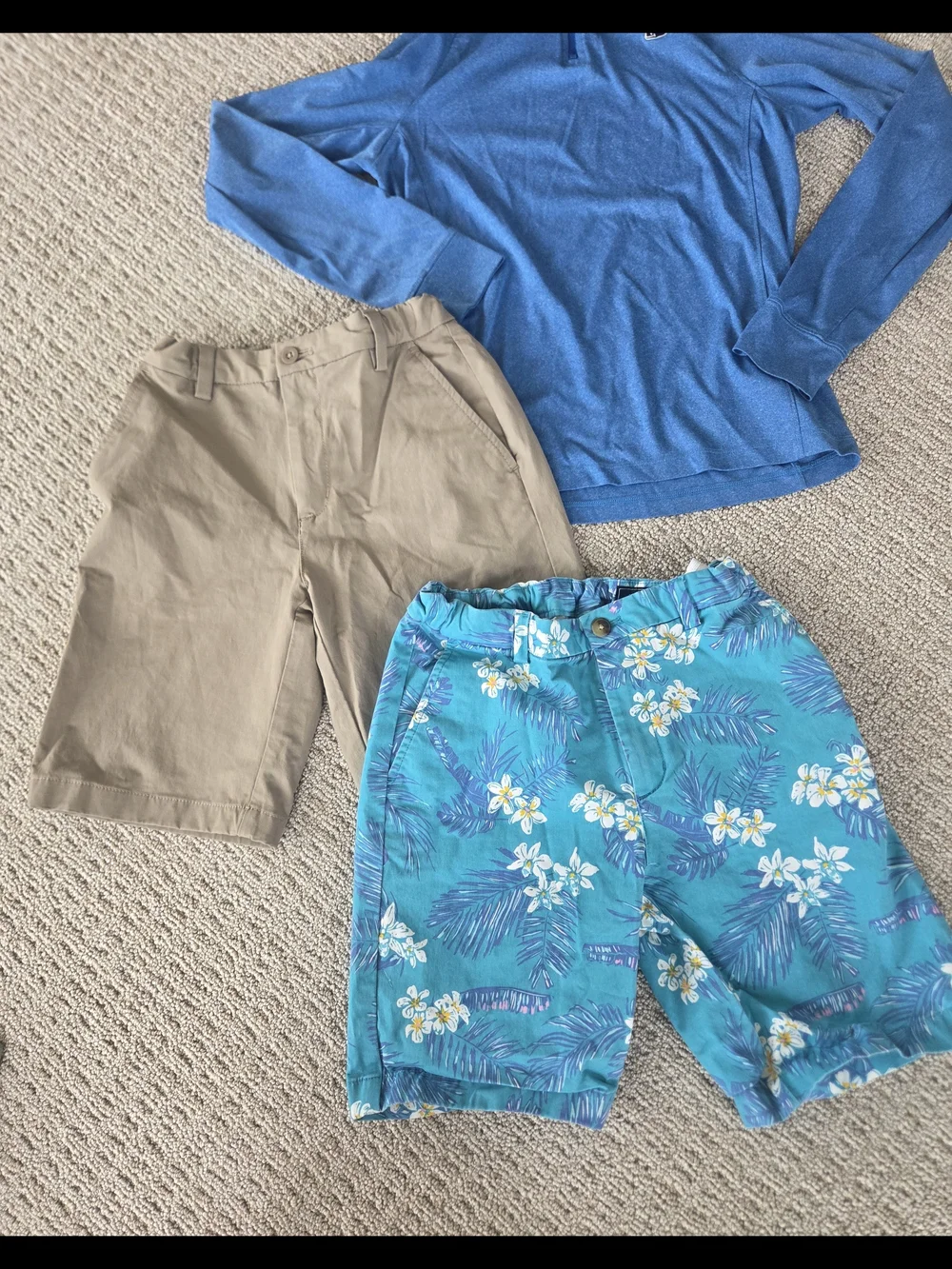 Vineyard Vines Blue Quarter-Zip Pullover for Kids - Teal Floral Shorts Included